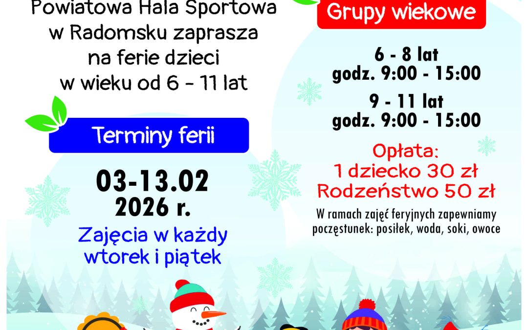 Zapraszamy na zimowe Półkolonie Eko Zdrowo i Sportowo